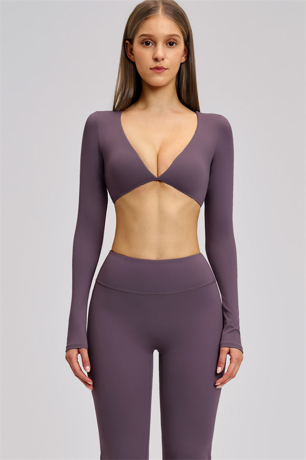 The Zestful Long Sleeve Crop Top Leggings 2-Piece Set
